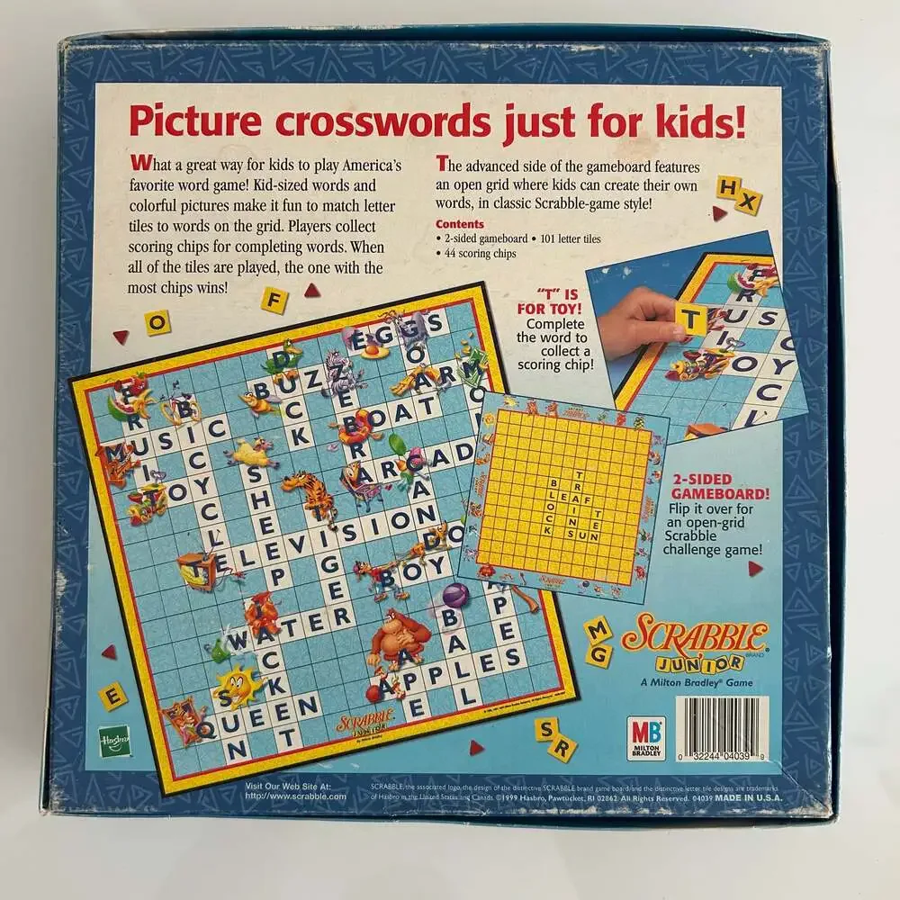 Vintage 1999 Scrabble Junior 2-Sided Board Game Milton Bradley Hasbro